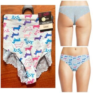 NEW No Boundaries ULTRA CHEEKY Panty *Weiner Dog Print w/ Lace Back* NWT